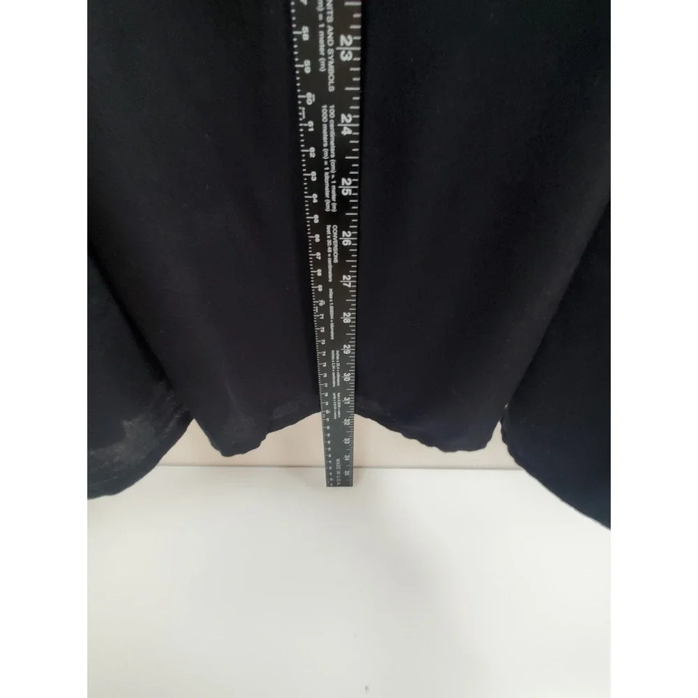 Womens Black Flowy Knee Length Skirt Side Slit Elastic Waist XL Cotton Blend
